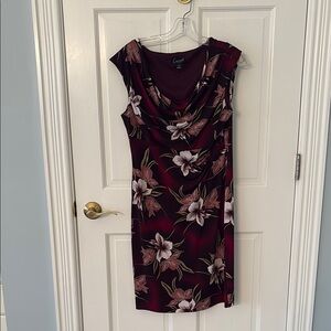 Women's Floral Dress in Burgundy by Connected Apparel